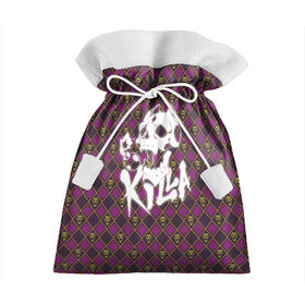 Подарочный 3D мешок с принтом Killer Queen в Тюмени, 100% полиэстер | Размер: 29*39 см | jo jo | jojo | killa | killer | killer queen | queen | бомба | взрыв | взрыватель | д | джо джо | динамит | квин | кости | куин | петарда | принц | пятна | пятнами | череп | черно белый