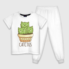 Детская пижама хлопок с принтом Catctus в Тюмени, 100% хлопок |  брюки и футболка прямого кроя, без карманов, на брюках мягкая резинка на поясе и по низу штанин
 | art | cactus | cats | kittens | pot | арт | горшок | кактус | коты | котята | кошки
