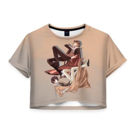 Женская футболка Crop-top 3D с принтом Дазай и Чуя в Тюмени, 100% полиэстер | круглая горловина, длина футболки до линии талии, рукава с отворотами | bungou stray dogs | аниме | великие из бродячих псов | дазай | чуя