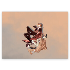 Поздравительная открытка с принтом Дазай и Чуя в Тюмени, 100% бумага | плотность бумаги 280 г/м2, матовая, на обратной стороне линовка и место для марки
 | bungou stray dogs | аниме | великие из бродячих псов | дазай | чуя