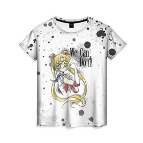 Женская футболка 3D с принтом Sailor Moon. We can do it! в Тюмени, 100% полиэфир ( синтетическое хлопкоподобное полотно) | прямой крой, круглый вырез горловины, длина до линии бедер | ami | girl | mizuno | moon | sailor | tsukino | usagi | ами | банни | волшебница | девушка | малышка | махо сёдзё | мидзуно | минако | мун | рэй | сейлор | усаги | хино | цукино | чибиуса