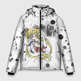 Мужская зимняя куртка 3D с принтом Sailor Moon We can do it! в Тюмени, верх — 100% полиэстер; подкладка — 100% полиэстер; утеплитель — 100% полиэстер | длина ниже бедра, свободный силуэт Оверсайз. Есть воротник-стойка, отстегивающийся капюшон и ветрозащитная планка. 

Боковые карманы с листочкой на кнопках и внутренний карман на молнии. | Тематика изображения на принте: ami | girl | mizuno | moon | sailor | tsukino | usagi | ами | банни | волшебница | девушка | малышка | махо сёдзё | мидзуно | минако | мун | рэй | сейлор | усаги | хино | цукино | чибиуса
