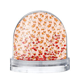 Снежный шар с принтом Корги в Тюмени, Пластик | Изображение внутри шара печатается на глянцевой фотобумаге с двух сторон | art | corgi | dog | арт | корги | паттерн | собака