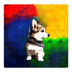 Магнитный плакат 3Х3 с принтом Корги в Тюмени, Полимерный материал с магнитным слоем | 9 деталей размером 9*9 см | Тематика изображения на принте: art | corgi | dog | арт | корги | собака
