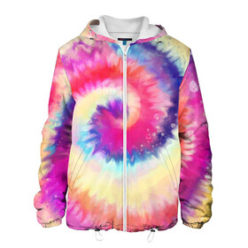 Мужская куртка 3D с принтом Tie Dye vortex в Тюмени, ткань верха — 100% полиэстер, подклад — флис | прямой крой, подол и капюшон оформлены резинкой с фиксаторами, два кармана без застежек по бокам, один большой потайной карман на груди. Карман на груди застегивается на липучку | Тематика изображения на принте: art | hype | maelstrom | swirl | tie dye | trend | vortex | акварель | акрил | арт | буйство | вихрь | дизайн | завихрение | краски | красок | тай дай | торнадо | тренд | трендовая | хайповая