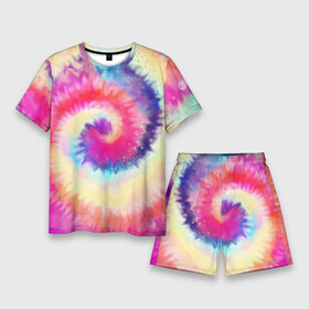 Мужской костюм с шортами 3D с принтом Tie Dye vortex в Тюмени,  |  | art | hype | maelstrom | swirl | tie dye | trend | vortex | акварель | акрил | арт | буйство | вихрь | дизайн | завихрение | краски | красок | тай дай | торнадо | тренд | трендовая | хайповая