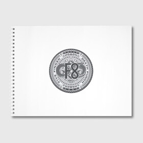 Альбом для рисования с принтом FFDP F8 в Тюмени, 100% бумага
 | матовая бумага, плотность 200 мг. | death | finger | five | logo | ouroboros | punch | rock | snake | змея | лого | рок | уроборос