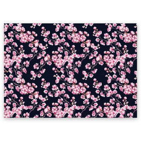Поздравительная открытка A6 с принтом Сакура в Тюмени, 100% бумага | плотность бумаги 280 г/м2, матовая, на обратной стороне линовка и место для марки
 | 8 марта | sakura | дерево в цветах | листья | сакура | цветы