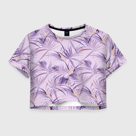 Женская футболка Crop-top 3D с принтом Листья в Тюмени, 100% полиэстер | круглая горловина, длина футболки до линии талии, рукава с отворотами | girl | woman | девушкам | девушки | листья | подарок | тропические цветы | цветы