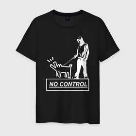 Мужская футболка хлопок с принтом No control - Banksy  в Тюмени, 100% хлопок | прямой крой, круглый вырез горловины, длина до линии бедер, слегка спущенное плечо. | banksy | анархизм | андерграунд | антивоенное движение | антиимпериализм | антикапитализм | арт | бенкс | бенкси | бристоль | бэнкс | бэнкси | граффити | из англии | картина | на стене | нигилизм