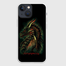 Чехол для iPhone 13 mini с принтом THE ELDER SCROLLS в Тюмени,  |  | dovahkiin | dragonborn | fus ro dah | rpg | skyrim | tes | tes skyrim | the elder scrolls | the elder scrolls skyrim | докавин | рпг | скайрим