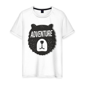 Мужская футболка хлопок с принтом Bear Adventure в Тюмени, 100% хлопок | прямой крой, круглый вырез горловины, длина до линии бедер, слегка спущенное плечо. | Тематика изображения на принте: adventure | altai | altay | animal | bear | follow | forest | hipster | insta | noize | siberia | sibir | style | trip | алтай | лес | медведь | михалыч | миша | поездка | приключение | путешествие | сибирь | хипстер