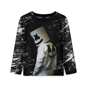 Детский лонгслив 3D с принтом Marshmello в Тюмени, 100% полиэстер | длинные рукава, круглый вырез горловины, полуприлегающий силуэт
 | dj | marshmello | marshmelloy | usa | америка | клуб | клубная музыка | мармело | маршмелло | маршмеллоу | музыка | музыкант