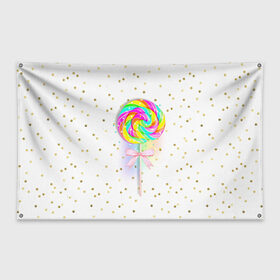 Флаг-баннер с принтом Леденец в Тюмени, 100% полиэстер | размер 67 х 109 см, плотность ткани — 95 г/м2; по краям флага есть четыре люверса для крепления | бант | десерт | конфеты | леденец | розовый | сахар | сладкий | сладости