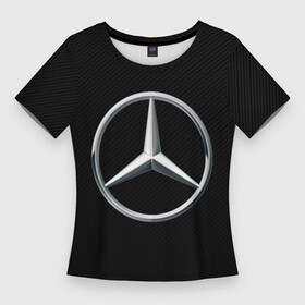 Женская футболка 3D Slim с принтом MERCEDES BENZ CARBON | МЕРСЕДЕС в Тюмени,  |  | amg | auto | carbon | mercedes | sport | авто | автомобиль | автомобильные | амг | бренд | карбон | марка | машины | мерседес | спорт