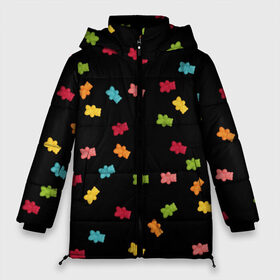 Женская зимняя куртка 3D с принтом Мармеладные мишки в Тюмени, верх — 100% полиэстер; подкладка — 100% полиэстер; утеплитель — 100% полиэстер | длина ниже бедра, силуэт Оверсайз. Есть воротник-стойка, отстегивающийся капюшон и ветрозащитная планка. 

Боковые карманы с листочкой на кнопках и внутренний карман на молнии | десерт | красный | мармелад | мишка | сахар | сладкий | черный