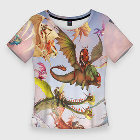 Женская футболка 3D Slim с принтом Как приручить дракона в Тюмени,  |  | dragon | how to train your dragon the hidden world | драконы | икинг | как приручить дракона 3 | персонажи