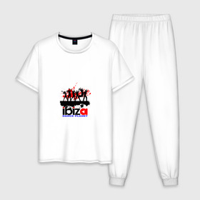 Мужская пижама хлопок с принтом Ibiza Dance Planet в Тюмени, 100% хлопок | брюки и футболка прямого кроя, без карманов, на брюках мягкая резинка на поясе и по низу штанин
 | 