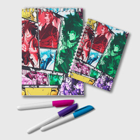 Блокнот с принтом АНИМЕ ГЕРОИ (ANIME HEROES) в Тюмени, 100% бумага | 48 листов, плотность листов — 60 г/м2, плотность картонной обложки — 250 г/м2. Листы скреплены удобной пружинной спиралью. Цвет линий — светло-серый
 | anime heroes | gintama | high school dxd | no game no life | one piece | re:creators | satsuriku no tenshi | shokugeki no soma | sword art online | violet evergarden | аниме герои | атака на титанов | б | без игры жизни нет | бездомный бог | 