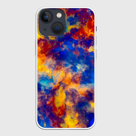Чехол для iPhone 13 mini с принтом Огненно синий полутон в Тюмени,  |  | Тематика изображения на принте: textures | абстракция | дым | желтый | краски | красный | небо | облака | огонь | пламя | разводы | разноцветный | синий | текстура | текстуры | туман | узор | фон