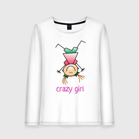 Женский лонгслив хлопок с принтом Crazy girl в Тюмени, 100% хлопок |  | crazy | веселая | девочка | девчонка | детский | дочка | жизнерадостная | забавная | любимая | перевернутая | подруга | рисунок | сумасшедшая | энергичная