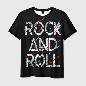 Мужская футболка 3D с принтом Rock And Roll в Тюмени, 100% полиэфир | прямой крой, круглый вырез горловины, длина до линии бедер | модный | музыка | надписи | надпись | песня | рок н ролл | символы | сообщение | танец | текст | фраза | цитаты | черный