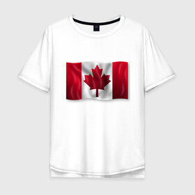 Мужская футболка хлопок Oversize с принтом Канада в Тюмени, 100% хлопок | свободный крой, круглый ворот, “спинка” длиннее передней части | 3d | 3д | canada | государственный | государство | канада | канадец | канадский | канадцы | клён | лист | листья | объёмный | страна | страны | туристические | туристический | флаг | флаги | флажки | флажок