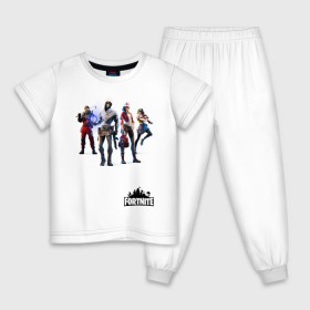 Детская пижама хлопок с принтом Fortnite Фортнайт в Тюмени, 100% хлопок |  брюки и футболка прямого кроя, без карманов, на брюках мягкая резинка на поясе и по низу штанин
 | Тематика изображения на принте: fortnite одежда для самого топового игрока
