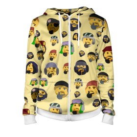 Женская толстовка 3D на молнии с принтом Thinking emoji skins в Тюмени, 100% полиэстер | длина до линии бедра, манжеты и пояс оформлены мягкой тканевой резинкой, двухслойный капюшон со шнурком для регулировки, спереди молния, по бокам два кармана | battlefield текстуры | doodling | emoji | pattern | skins | textures | thinking | tiles | военные | дудлинг | думающий | коллаж | паттерны | скины | смайлик | солдаты | тайлы | фон | эмоджи