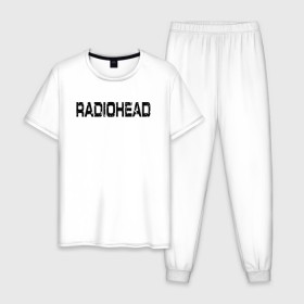 Мужская пижама хлопок с принтом Radiohead в Тюмени, 100% хлопок | брюки и футболка прямого кроя, без карманов, на брюках мягкая резинка на поясе и по низу штанин
 | radiohead | thomas edward yorke | альтернативный рок | арт рок | джонни гринвуд | инди рок | колин гринвуд | том йорк | фил селуэй | эд о’брайен | экспериментальный рок | электронная музыка