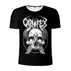 Мужская футболка 3D спортивная с принтом Carnifex в Тюмени, 100% полиэстер с улучшенными характеристиками | приталенный силуэт, круглая горловина, широкие плечи, сужается к линии бедра | behemoth | black | blackmetal | burzum | carnifex | punk | rock | suicide silence
