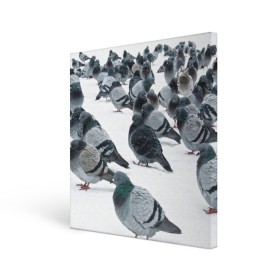 Холст квадратный с принтом Голуби в Тюмени, 100% ПВХ |  | bird | pigeon | russia | snow | winter | голубь | животные | зима | курлык | птицы | россия | снег | текстура | фон | фотография