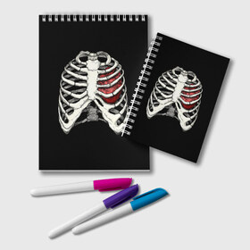Блокнот с принтом My Heart в Тюмени, 100% бумага | 48 листов, плотность листов — 60 г/м2, плотность картонной обложки — 250 г/м2. Листы скреплены удобной пружинной спиралью. Цвет линий — светло-серый
 | Тематика изображения на принте: bone | bones | chest | heart | hearts | love | organ | organs | ribs | skeleton | x ray | грудная клетка | кости | кость | орган | органы | ребра | рентген | сердца | сердце | скелет