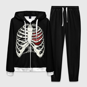 Мужской костюм 3D с принтом My Heart в Тюмени, 100% полиэстер | Манжеты и пояс оформлены тканевой резинкой, двухслойный капюшон со шнурком для регулировки, карманы спереди | bone | bones | chest | heart | hearts | love | organ | organs | ribs | skeleton | x ray | грудная клетка | кости | кость | орган | органы | ребра | рентген | сердца | сердце | скелет