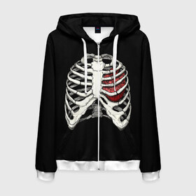 Мужская толстовка 3D на молнии с принтом My Heart в Тюмени, 100% полиэстер | длина до линии бедра, манжеты и пояс оформлены мягкой тканевой резинкой, двухслойный капюшон со шнурком для регулировки, спереди молния, по бокам два кармана | bone | bones | chest | heart | hearts | love | organ | organs | ribs | skeleton | x ray | грудная клетка | кости | кость | орган | органы | ребра | рентген | сердца | сердце | скелет