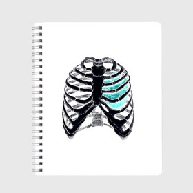 Тетрадь с принтом X-Ray в Тюмени, 100% бумага | 48 листов, плотность листов — 60 г/м2, плотность картонной обложки — 250 г/м2. Листы скреплены сбоку удобной пружинной спиралью. Уголки страниц и обложки скругленные. Цвет линий — светло-серый
 | Тематика изображения на принте: bone | bones | chest | heart | hearts | love | organ | organs | ribs | skeleton | x ray | грудная клетка | кости | кость | орган | органы | ребра | рентген | сердца | сердце | скелет