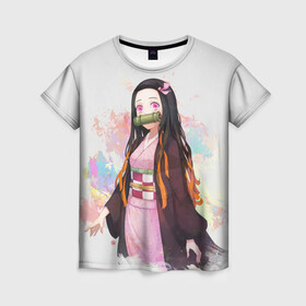 Женская футболка 3D с принтом KIMETSU NO YAIBA в Тюмени, 100% полиэфир ( синтетическое хлопкоподобное полотно) | прямой крой, круглый вырез горловины, длина до линии бедер | demon slayer | kimetsu no yaiba | nezuko | shinobu | slayer | tanjiro | zenitsu | гию томиока | зенитцу | иноске хашибира | клинок рассекающий демонов | незуко | танджиро | шинобу кочо