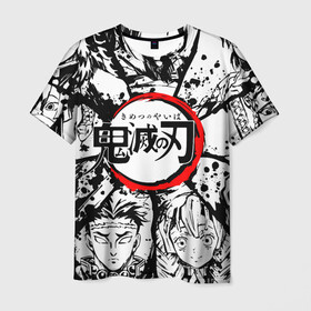 Мужская футболка 3D с принтом KIMETSU NO YAIBA в Тюмени, 100% полиэфир | прямой крой, круглый вырез горловины, длина до линии бедер | demon slayer | kimetsu no yaiba | nezuko | shinobu | slayer | tanjiro | zenitsu | гию томиока | зенитцу | иноске хашибира | клинок рассекающий демонов | незуко | танджиро | шинобу кочо