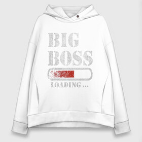 Женское худи Oversize хлопок с принтом Big Boss в Тюмени, френч-терри — 70% хлопок, 30% полиэстер. Мягкий теплый начес внутри —100% хлопок | боковые карманы, эластичные манжеты и нижняя кромка, капюшон на магнитной кнопке | art | big boss | boss | inscription | loading | арт | большой босс | босс | загрузка | надпись