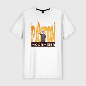 Мужская футболка хлопок Slim с принтом Payton Moormeier в Тюмени, 92% хлопок, 8% лайкра | приталенный силуэт, круглый вырез ворота, длина до линии бедра, короткий рукав | payton | payton moormeier | мормайер | мормиер | пейтон моормиер | пейтон мурмиер | пэйтон