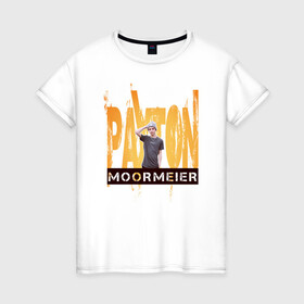 Женская футболка хлопок с принтом Payton Moormeier в Тюмени, 100% хлопок | прямой крой, круглый вырез горловины, длина до линии бедер, слегка спущенное плечо | payton | payton moormeier | мормайер | мормиер | пейтон моормиер | пейтон мурмиер | пэйтон