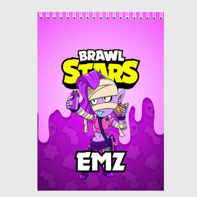 Скетчбук с принтом BRAWL STARS EMZ в Тюмени, 100% бумага
 | 48 листов, плотность листов — 100 г/м2, плотность картонной обложки — 250 г/м2. Листы скреплены сверху удобной пружинной спиралью | brawl stars | brawl stars emz | brawler | emz | бравл старз | бравлер | эмз