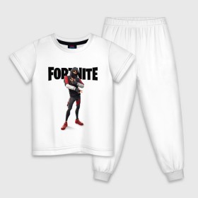 Детская пижама хлопок с принтом FORTNITE IKONIK в Тюмени, 100% хлопок |  брюки и футболка прямого кроя, без карманов, на брюках мягкая резинка на поясе и по низу штанин
 | Тематика изображения на принте: fortnite | fortnite 2 | fortnite x | ikonik | marshmello | ninja | ninja streamer | иконик | маршмелло | ниндзя | фортнайт | фортнайт 2 | фортнайт глава 2