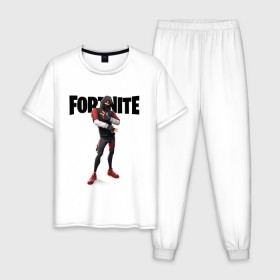 Мужская пижама хлопок с принтом FORTNITE IKONIK в Тюмени, 100% хлопок | брюки и футболка прямого кроя, без карманов, на брюках мягкая резинка на поясе и по низу штанин
 | fortnite | fortnite 2 | fortnite x | ikonik | marshmello | ninja | ninja streamer | иконик | маршмелло | ниндзя | фортнайт | фортнайт 2 | фортнайт глава 2