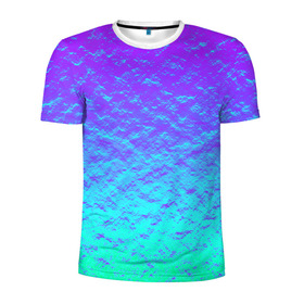 Мужская футболка 3D спортивная с принтом ПЕРЛАМУТР в Тюмени, 100% полиэстер с улучшенными характеристиками | приталенный силуэт, круглая горловина, широкие плечи, сужается к линии бедра | neon | retro | абстракция | блестки | вода | волны | краски | неон | неоновый | перламутр | поп | радуга | ретро | текстура | фиолетовый