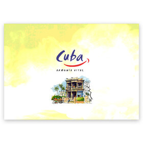 Поздравительная открытка с принтом Куба в Тюмени, 100% бумага | плотность бумаги 280 г/м2, матовая, на обратной стороне линовка и место для марки
 | Тематика изображения на принте: cuba | карибы | куба | лето | пальмы | путешествия | солнце | туризм