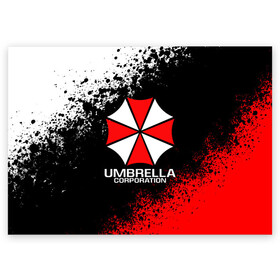 Поздравительная открытка с принтом RESIDENT EVIL UMBRELLA | РЕЗИДЕНТ ЕВИЛ (Z) в Тюмени, 100% бумага | плотность бумаги 280 г/м2, матовая, на обратной стороне линовка и место для марки
 | ada wong | biohazard | leon | nemesis | project resistance | raccoon city | re | re3 | resident evil | resident evil 3 | rpd | stars | umbrella | ада вонг | амбрелла | немезис | ужасы