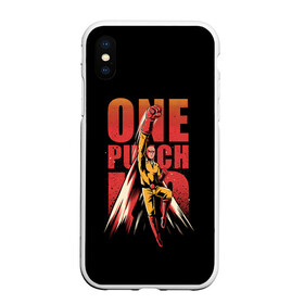 Чехол для iPhone XS Max матовый с принтом ONE-PUNCH MAN в Тюмени, Силикон | Область печати: задняя сторона чехла, без боковых панелей | one punch man | onepunchman | oppai | saitama | ван панч мен | ванпанчмен | макото миядзаки | сайтама | человек один удар