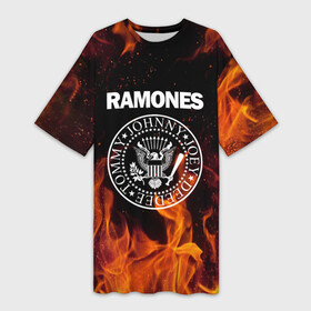 Платье-футболка 3D с принтом Ramones в Тюмени,  |  | music | ramones | rock | музыка | рамонез | рамонес | рамонс | рок