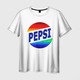 Мужская футболка 3D с принтом Pepsi в Тюмени, 100% полиэфир | прямой крой, круглый вырез горловины, длина до линии бедер | 90 е | 90s | art | back | logo | pepsi | retro | арт | время | дата | девяностые | лого | логотип.детство | надпись | пепси | прикольная | ретро | рождение | сделан | слова | цифры | эмблема